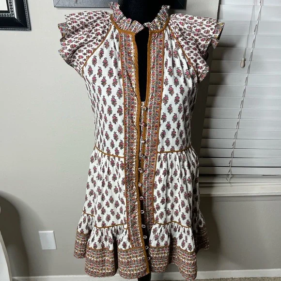 VERONICA BEARD Amoura boho Floral mini dress 2 - Picture 3 of 13